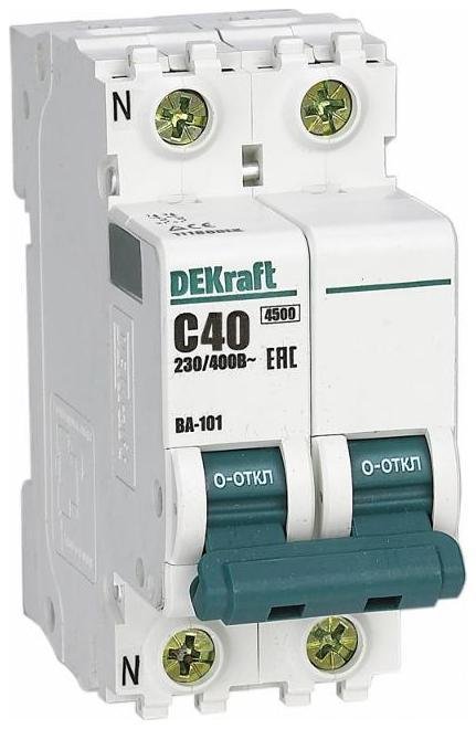 DEKraft 11186DEK Выключатель автоматический однополюсный ВА-101 1P+N 40А характеристика C 4,5кА