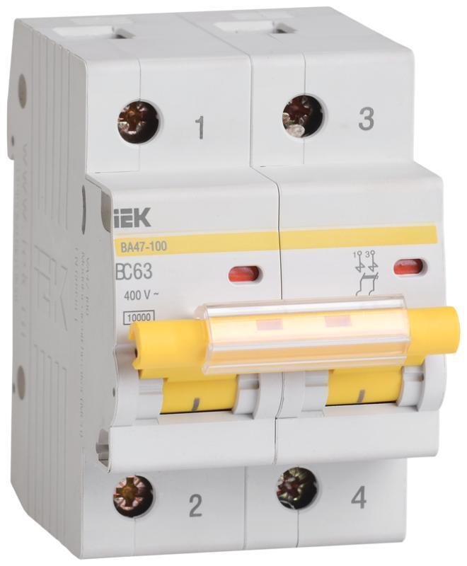 IEK MVA40-2-080-C Выключатель автоматический двухполюсный ВА47-100 80А C 10кА KARAT