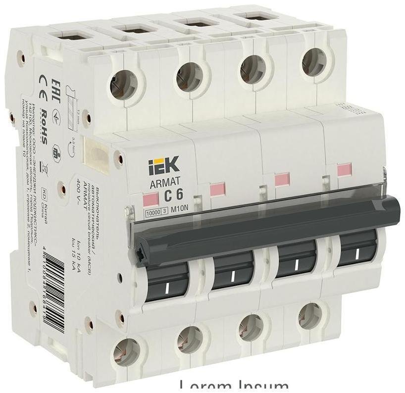IEK AR-M10N-4-C006 Выключатель автоматический четырехполюсный M10N 4P C 6А 10кА ARMAT