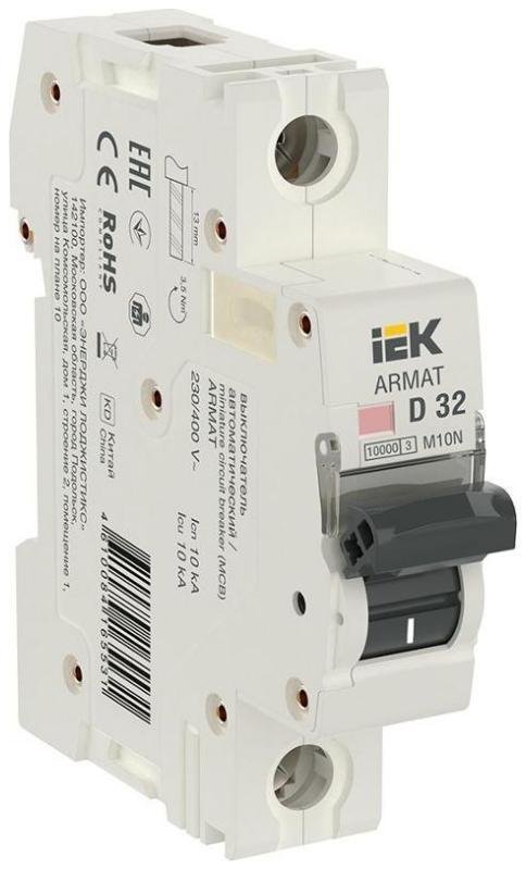 IEK AR-M10N-1-D032 Выключатель автоматический однополюсный M10N 1P D 32А 10кА ARMAT