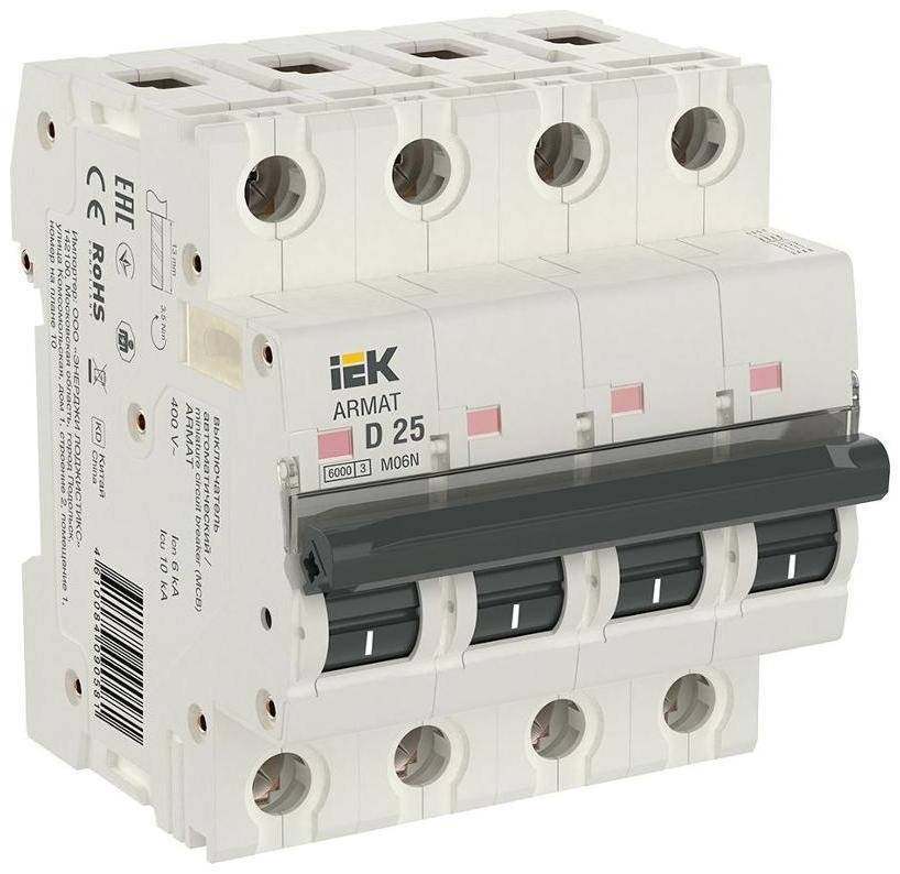 IEK AR-M06N-4-D025 Выключатель автоматический четырехполюсный M06N 4P D 25А 6кА ARMAT