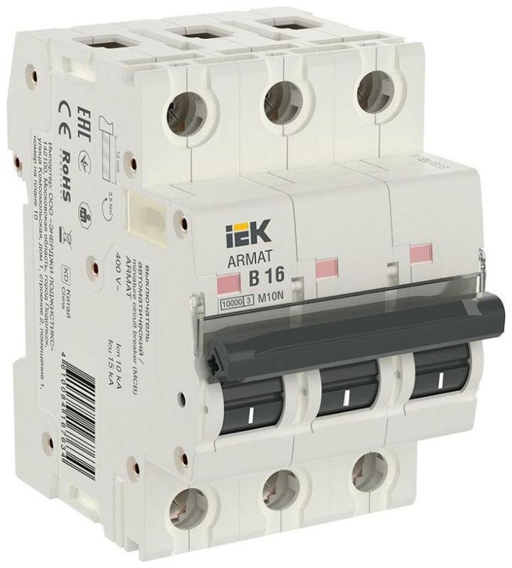 IEK AR-M10N-3-B016 Выключатель автоматический трехполюсный M10N 3P B 16А 10кА ARMAT