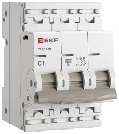 EKF M636301C Выключатель автоматический трёхполюсный 1А (C) 6кА ВА 47-63N PROxima| M636301C