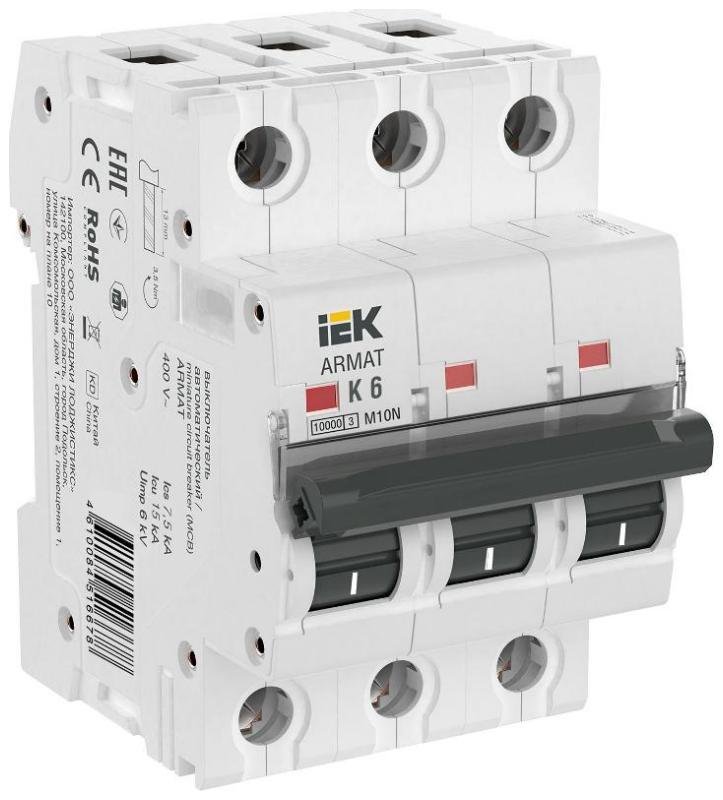 IEK AR-M10N-3-K006 Выключатель автоматический трёхполюсный M10N 3P K 6А 10кА ARMAT