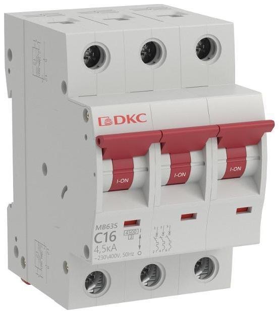 DKC MB63N-3PC16 Модульный автоматический выключатель YON MB63, 3P, характеристика C, 16A, 6kA [в упаковке 4, цена за 1 шт]
