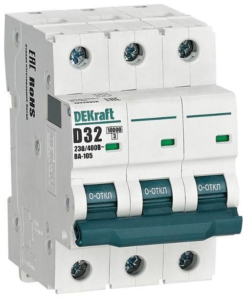 DEKraft 13228DEK Выключатель автоматический трехполюсный ВА-105 32А D 10кА