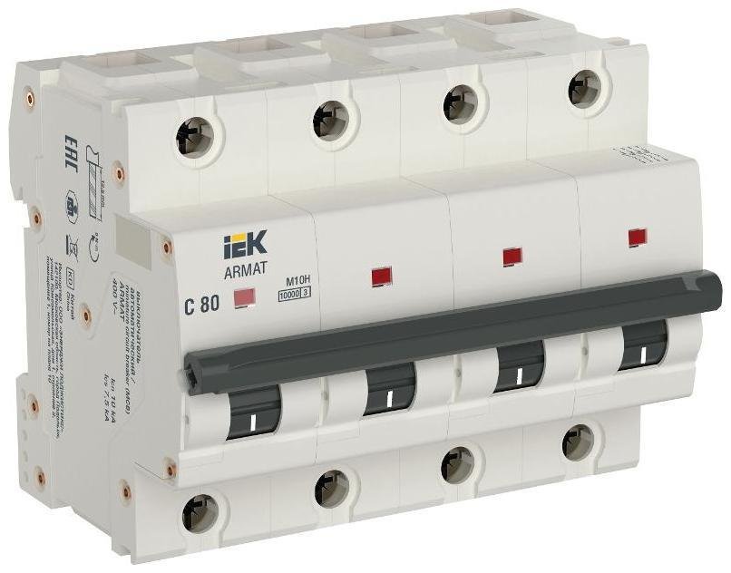 IEK AR-M10H-4-C080 Автоматический выключатель четырехполюсный M10H 4P C 80A ARMAT
