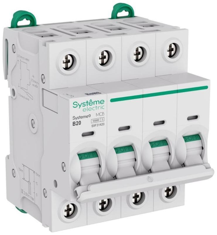 Systeme Electric S9F31420 Systeme9 Автоматический выключатель (АВ) B 20A 4P 10kA 400В [в упаковке 3, цена за 1 шт]