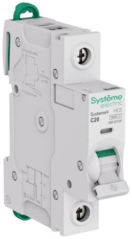 Systeme Electric S9F32120 Systeme9 Автоматический выключатель (АВ) C 20A 1P 10kA 230В [в упаковке 12, цена за 1 шт]