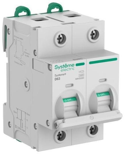 Systeme Electric S9H33263 Systeme9 Автоматический выключатель (АВ) 27мм D 63A 2P 10 kA 400В