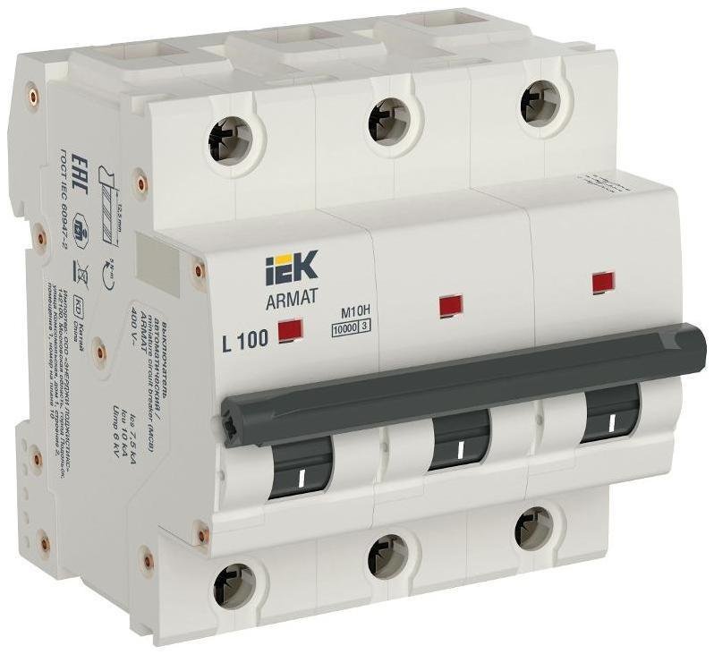 IEK AR-M10H-3-L100 Автоматический выключатель трехполюсный M10H 3P L 100А ARMAT