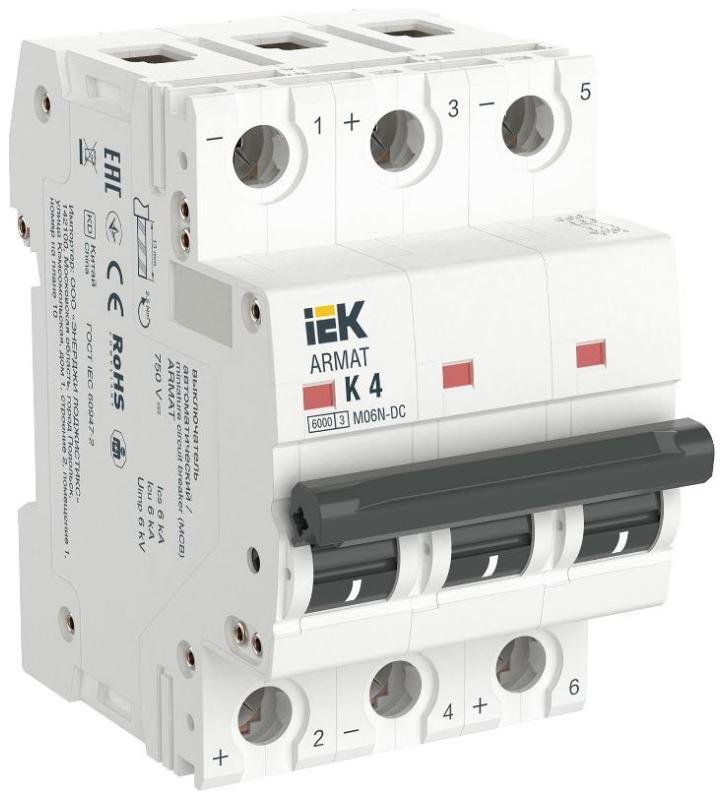 IEK AR-M06N-3-K004DC ARMAT Авт. выкл. M06N-DC 3P K 4А IEK