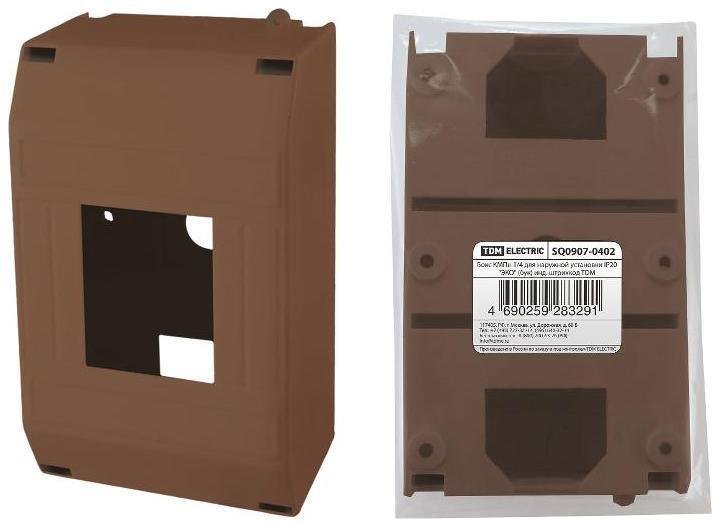 TDM electric SQ0907-0402 Бокс пластиковый навесной КМПн 1/4 для наружной установки IP20 "ЭКО" (бук) инд. штрихкод, (ВхШхГ) 420х230х210мм