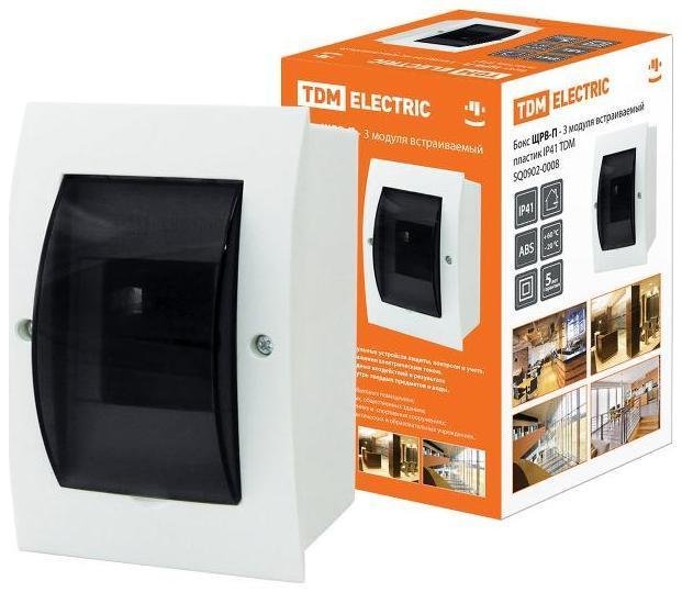 TDM electric SQ0902-0008 Бокс пластиковый встраиваемый ЩРВ-П-3 модуля IP40