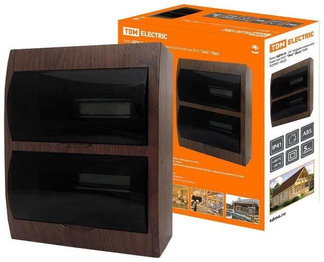 TDM electric SQ0901-0025 Бокс пластиковый навесной ЩРН-П-24 модулей IP41 "Эко" (бук)