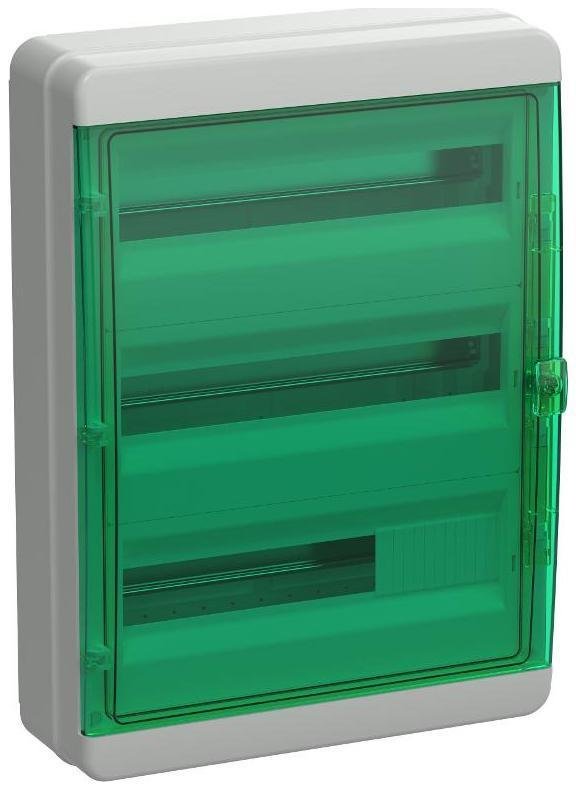 IEK TF5-KP72-N-54-65-K03-K06 Корпус пластиковый навесной на 54 модулей КМПн-54 IP65 зеленый прозрачная дверь TEKFOR