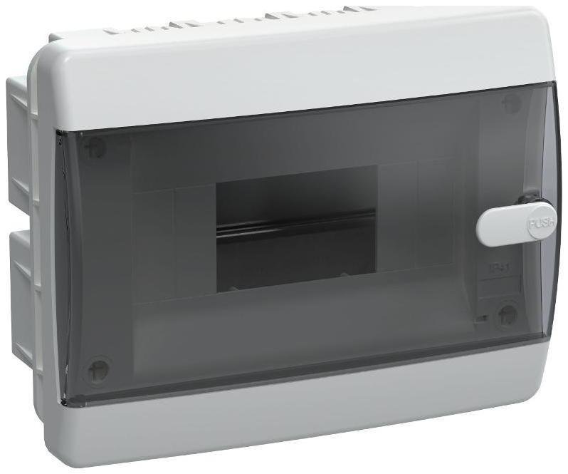 IEK UIC-KP12-V-08-41-K01 Корпус пластиковый встраиваемый на 8 модулей ЩРВ-П-8 IP41 черная прозрачная дверь UNION Compact [в упаковке 8, цена за 1 шт]