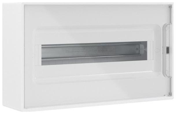 DKC F18W1WT Щиток 18 мод настенный FRAME, белый с прозрачной дверцей, с 2 шинами PEN на 8 и 10 отв