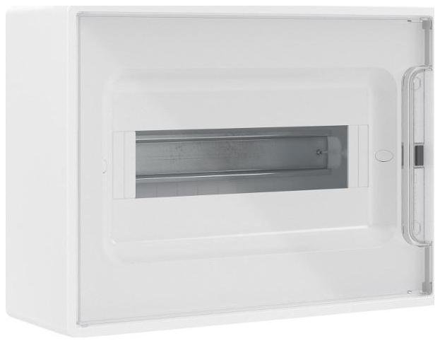DKC F12W1WT Щиток 12 мод настенный FRAME, белый, с прозрачной дверцей, с 2 шинами PEN на 6 и 8 отв