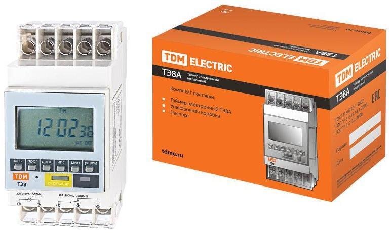 TDM electric SQ1503-0002 Таймер электронный ТЭ8A-1мин/7дн-8on/off-16А-DIN