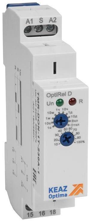 КЭАЗ 332012 Реле времени OptiRel D TMR-DON-1T-240U-2 задержка включения 16А 2СО 12-230АС/DC