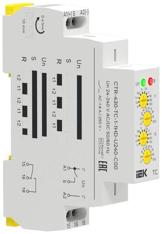 IEK CTR-430-TC-1-1HD-U240-C00 Реле циклическое TC 1 конт. 24-240В AC/DC