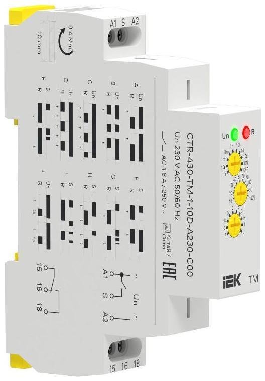 IEK CTR-430-TM-1-10D-A230-C00 Реле времени многофункц. TM 1 конт. 230В AC