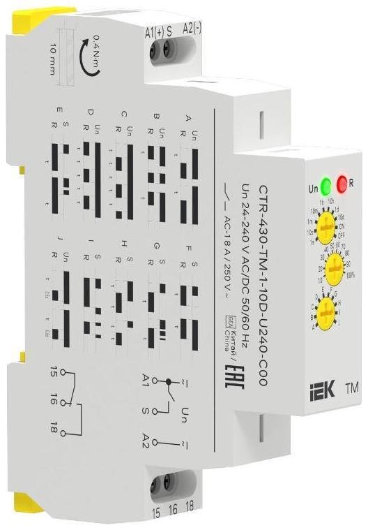 IEK CTR-430-TM-1-10D-U240-C00 Реле времени многофункц. TM 1 конт. 24-240В AC/DC
