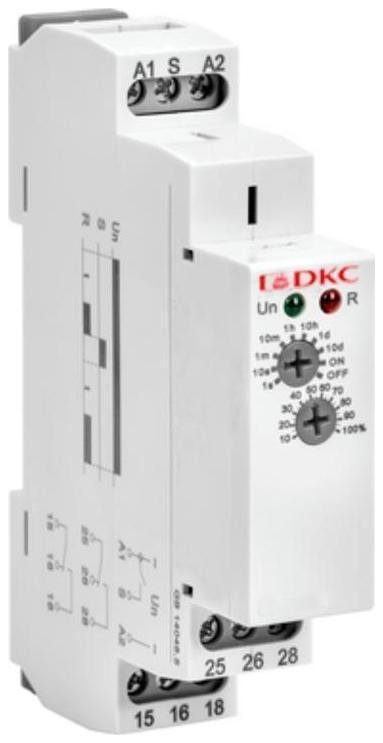 DKC DRM-TA-2-240 Реле времени, задержка включения, конфигурация контакта 2CO, AС/DC 12-240В