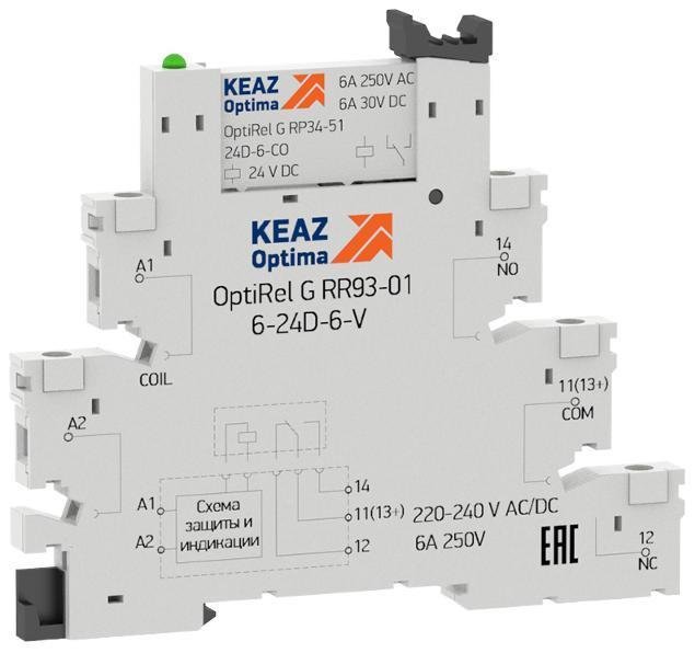 КЭАЗ 282946 Релейный модуль OptiRel G RM38-51-220-240U-6-V-CO-S| [в упаковке 10, цена за 1 шт]