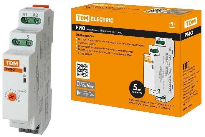 TDM electric SQ1510-0002 РИО-2 реле импульсное освещения (бистабильное, с тайм. 1-12 мин, 230В)