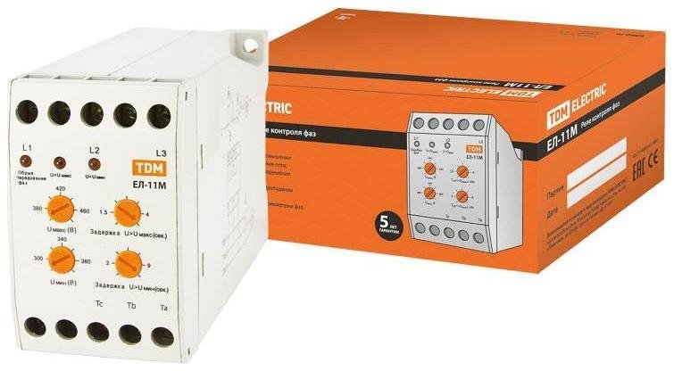 TDM electric SQ1504-0005 Реле контроля фаз ЕЛ-11М-3х380В (1п-контакт)
