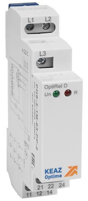 КЭАЗ 331997 Реле контроля фаз OptiRel D PHS-3-1M-03-PP-2 чередования обрыва фаз 3Ф 2СО