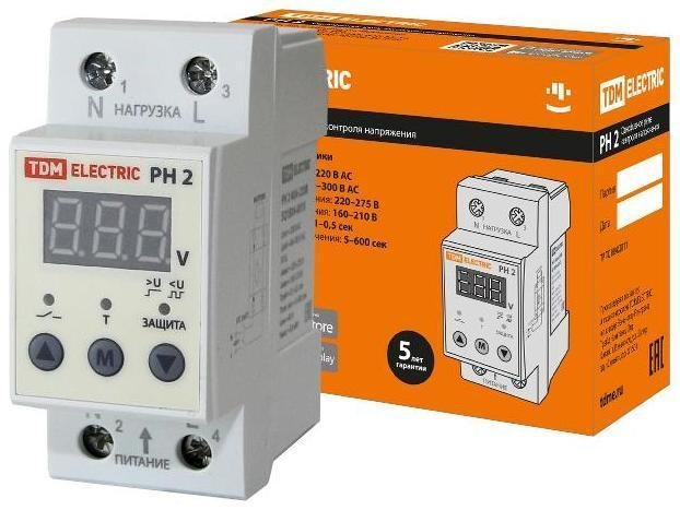 TDM electric SQ1504-0015 Реле напряжения РН 2 40А-220В (LED-дисплей)