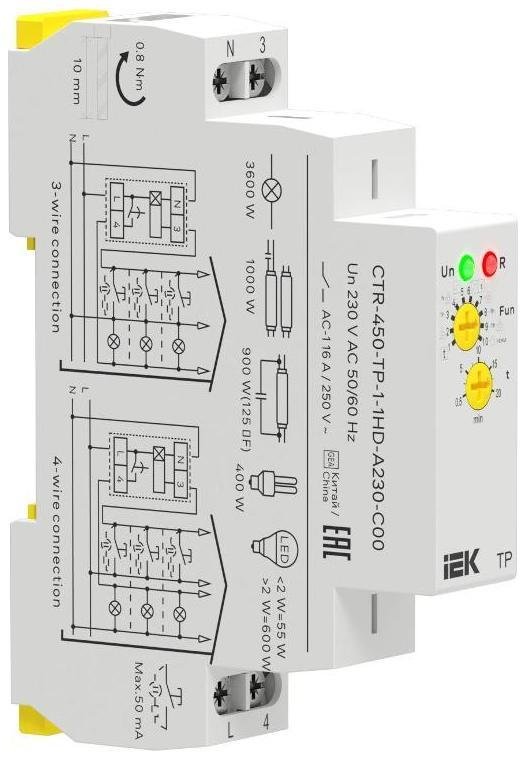 IEK CTR-450-TP-1-1HD-A230-C00 Реле импульсное TP с задержкой выкл. 1 конт. 230В AC