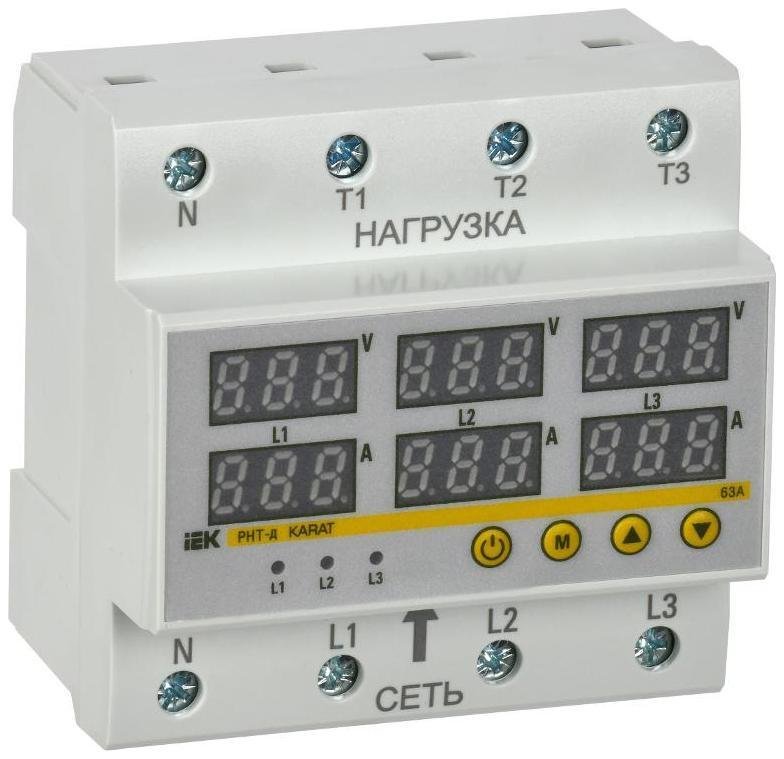 IEK IVC41-3-63 Реле напряжения и тока РНТ-д трехфазное 90мм 63А