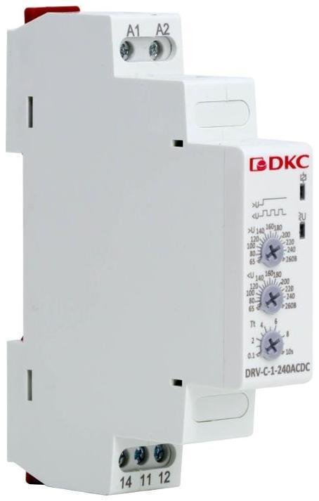 DKC DRV-C-1-240ACDC Реле контроля напряжения однофазное, тип DRV, конфигурация контакта 1CO, 110-240В AC/DC