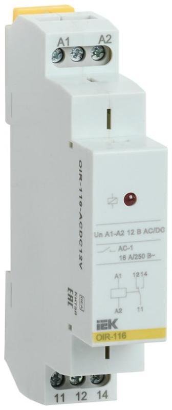 IEK OIR-116-ACDC12V Промежут. реле.OIR 1 конт (16А). 12 В AC/DC
