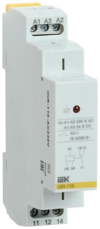 IEK OIR-116-AC230V Промежут. реле.OIR 1 конт (16А). 230 В AC