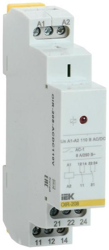 IEK OIR-208-ACDC110V Промежут. реле.OIR 2 конт (8А). 110 В AC/DC