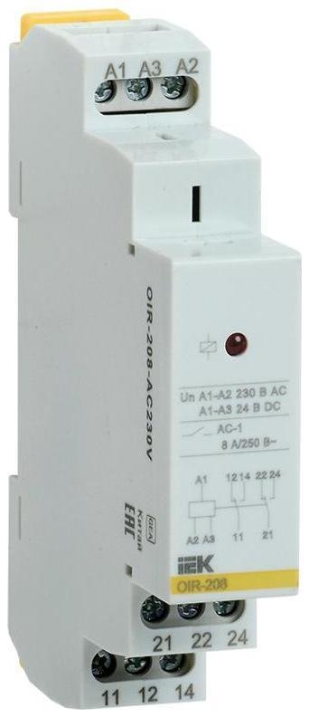 IEK OIR-208-AC230V Промежут. реле.OIR 2 конт (8А). 230 В AC