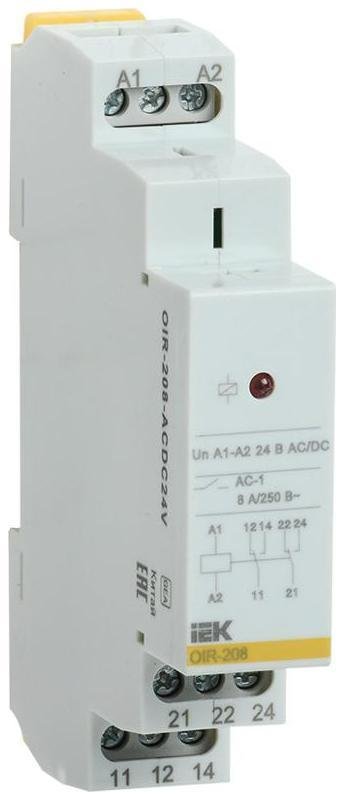 IEK OIR-208-ACDC24V Промежут. реле.OIR 2 конт (8А). 24 В AC/DC