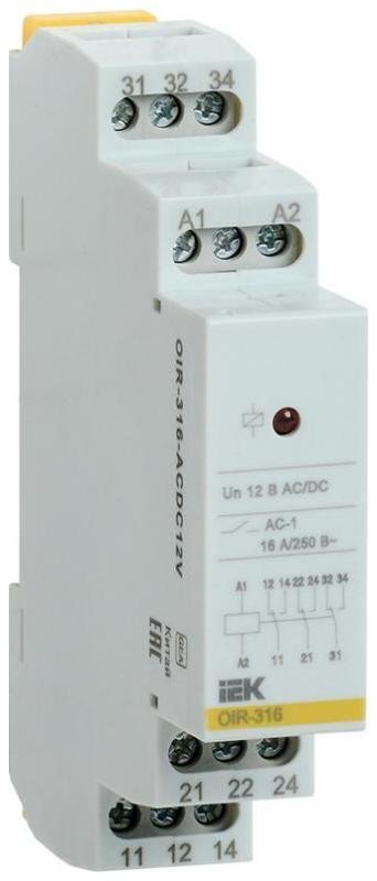 IEK OIR-316-ACDC12V Промежут. реле.OIR 3 конт (16А). 12 В AC/DC
