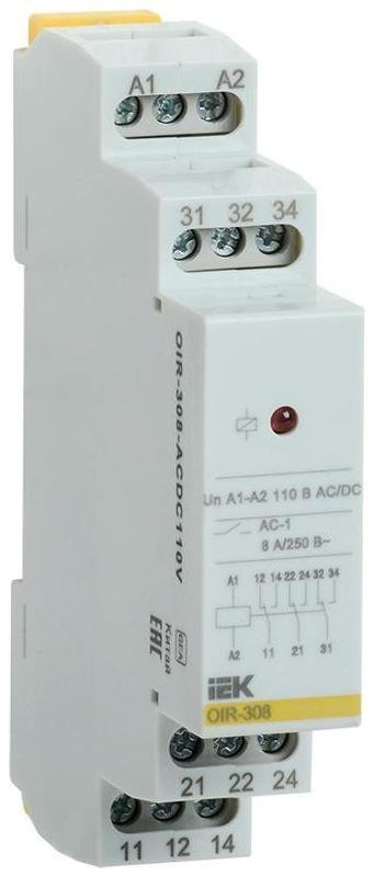 IEK OIR-308-ACDC110V Промежут. реле.OIR 3 конт (8А). 110В AC/DC