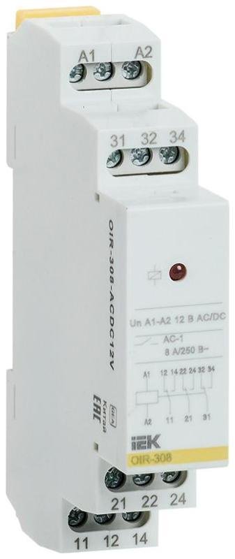 IEK OIR-308-ACDC12V Промежут. реле.OIR 3 конт (8А). 12 В AC/DC