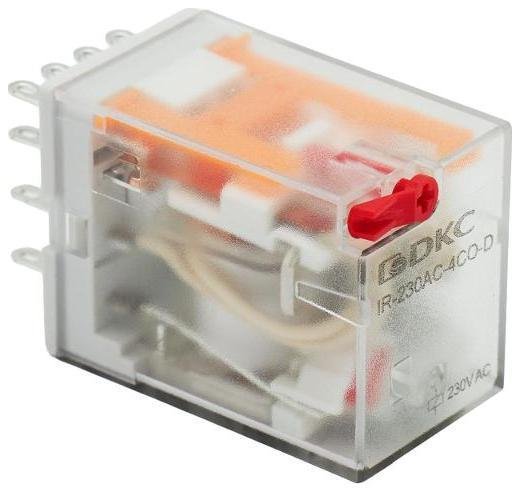 DKC IR-230AC-4CO-D Одиночное реле, 4 перекидных контакта, 230 В AC, до 6 А [в упаковке 20, цена за 1 шт]