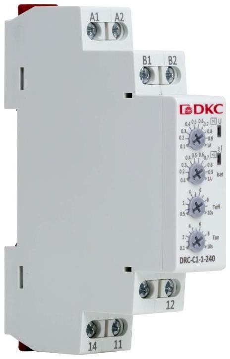 DKC DRC-C1-1-240 Реле контроля тока, тип DRC, 0.1-1А, конфигурация контакта 1CO, 24-240 AC/DC