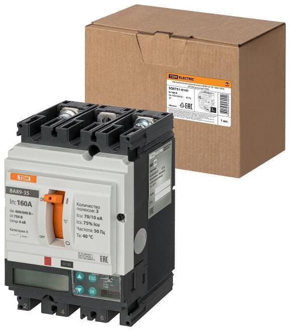 TDM electric SQ0751-0141 Автоматический выключатель ВА89-35 3Р 160А 70кА (ЭР-ЖК дисплей)