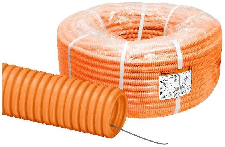 TDM electric SQ0413-0012 Труба гибкая гофрированная ПНД 20мм с протяжкой легкая (100 м) оранжевая ТDM [в упаковке 100, цена за 1 м]