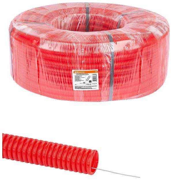 TDM electric SQ0413-0034 Труба гофрированная ПНД d 32 с зондом (50 м) легкая красная [в упаковке 50, цена за 1 м]